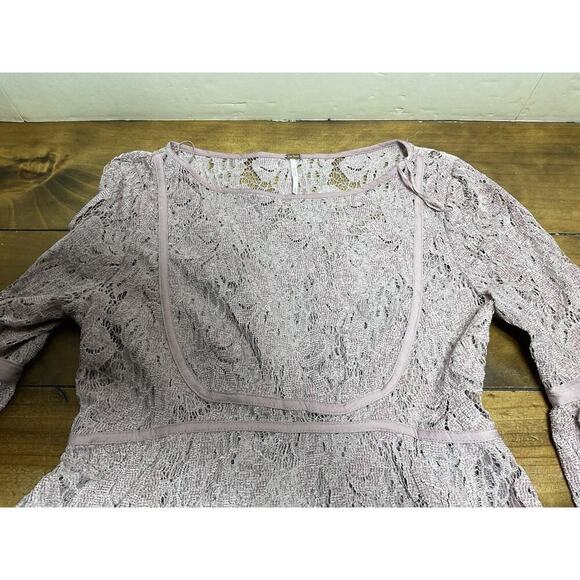 FREE PEOPLE WOMEN'S LILAC CROCHET LACE LONG SLEEVE RUBY DRESS Size XS - Picture 2 of 13